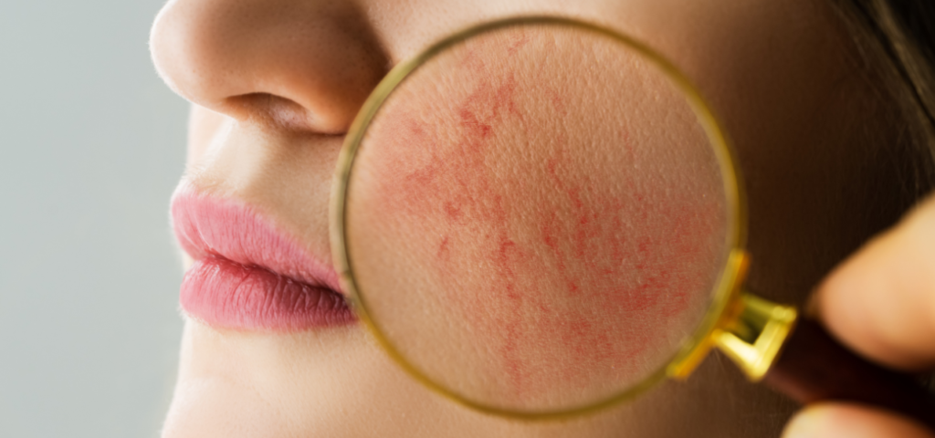 La couperose è un arrossamento intenso a chiazze causato dalla dilatazione dei capillari sanguigni